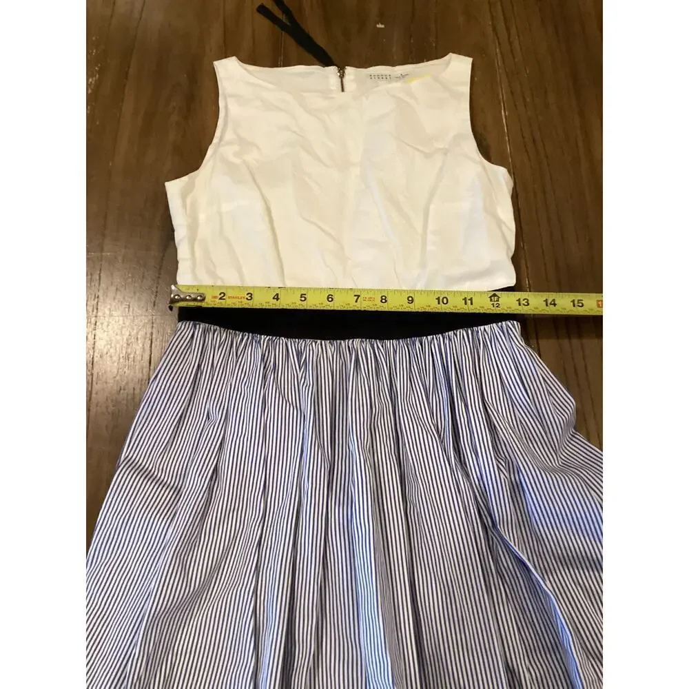 Kate Spade Broome Street Sleeveless Pinstripe Blue White Mini Dress Size 0